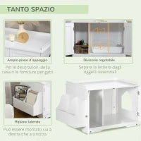 Mobile Lettiera per Gatti a 2 Ante con Divisorio Interno Regolabile, 86x48x52 cm, Bianco