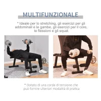 Panca Multifunzione Pieghevole, Altezza e Inclinazione Regolabile, 130x37x45-108cm, Nero