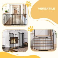 Cancelletto per Cani Taglia Media a 3 Pannelli con Doppio Sistema di Blocco, 206x90cm, Nero