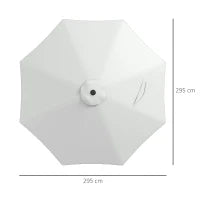 Telo per Ombrellone da Ø295 cm in Poliestere Bianco Resistente all'Acqua con Presa d'Aria Superiore