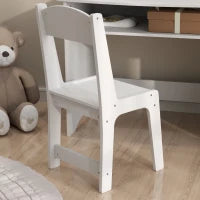 Set da Trucco per Bambini con Tavolo Toeletta con Specchio Triplo Rimovibile e Sedia in Legno Bianco