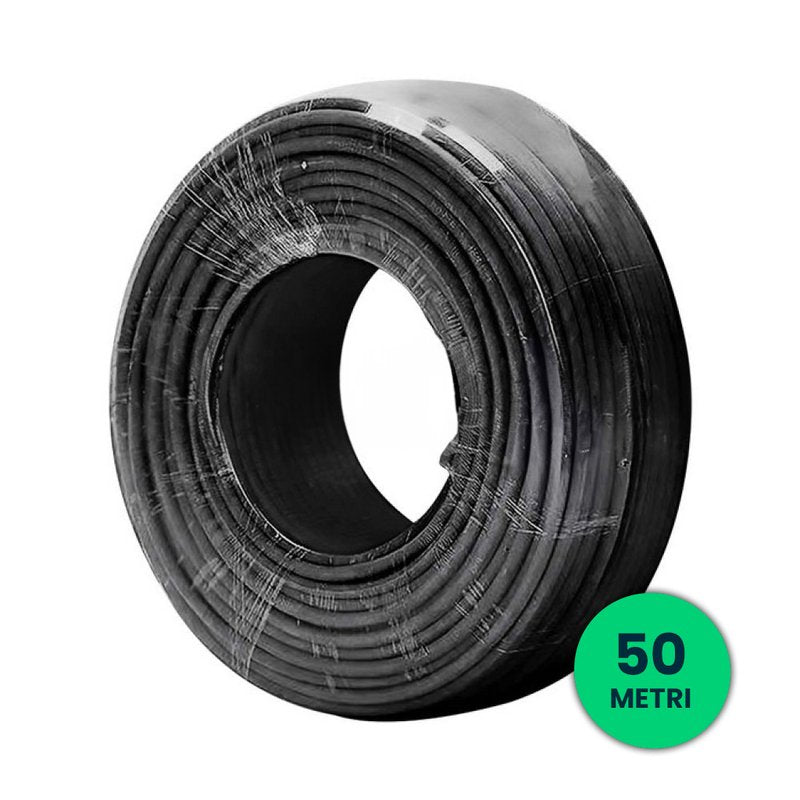 Cavo Solare Fotovoltaico 6 mmq Unipolare Colore Nero per Collegamento Professionale Pannelli Solari Fotovoltaici (Bobina 50 Metri) SKU-11822