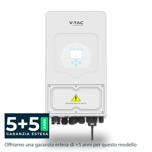 V-TAC Inverter Fotovoltaico Deye Monofase Ibrido On-Grid/Off-Grid 6kW con Schermo LCD Touch a Colori e Smart Meter Integrato inclusi TA e WiFi Garanzia 5 Anni (Estendibile a 10 Anni) IP65 SKU 11529