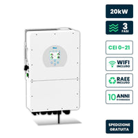 V-TAC Inverter Fotovoltaico Deye Trifase Ibrido ALTA TENSIONE On-Grid/Off-Grid 20kW CEI 0-21, Schermo LCD Touch a Colori, Smart Meter Integrato, WiFi e TA, Garanzia 10 Anni IP65 SKU-12170