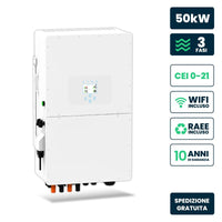 V-TAC Inverter Fotovoltaico Deye Trifase Ibrido ALTA TENSIONE On-Grid/Off-Grid 50kW CEI 0-21, Schermo LCD Touch a Colori, Smart Meter Integrato, WiFi e TA, Garanzia 10 Anni IP65 SKU-11861