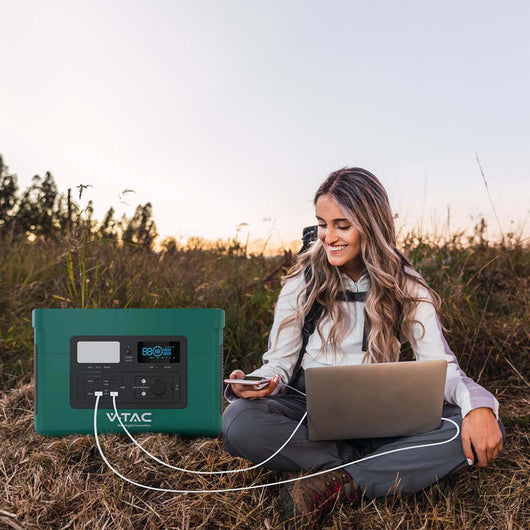 Power Station Portatile con Batteria di Accumulo LiFePO4 1024Wh AC:220V 1000W (Max. 1800W) con 3 Prese Schuko Ricaricabile con Alimentatore o Pannello Solare Fotovoltaico Portatile