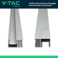 V-TAC Profili in Alluminio Argento per Fissaggio Pannelli Solari Fotovoltaici Lunghezza 2m (Confezione 4 Pezzi) SKU-11538