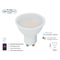 V-TAC Smart Lampada Faretto Led GU10 4,5W WiFi CCT Dimmerabile APP Compatible Amazon Alexa Google Home SKU-2750