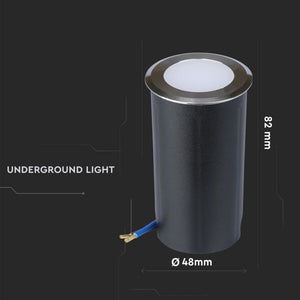 V-TAC VT-1151 Faretto LED Segnapasso a Cilindro da Interramento 1W Colore Argento 12V 6500K IP67 Driver non Incluso SKU 1464