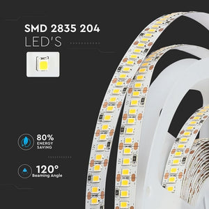 V-TAC VT-2835 204 Striscia Strip LED SMD2835 18W/mt 5mt 204 LED/mt 12V 4000K IP20 SKU 2462