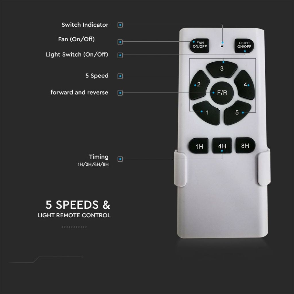 V-TAC VT-3042-3 Ventilatore LED da Soffitto 30W 3 in 1 con Motore a Corrente Continua da 35W con Telecomando 3 pale SKU 7929