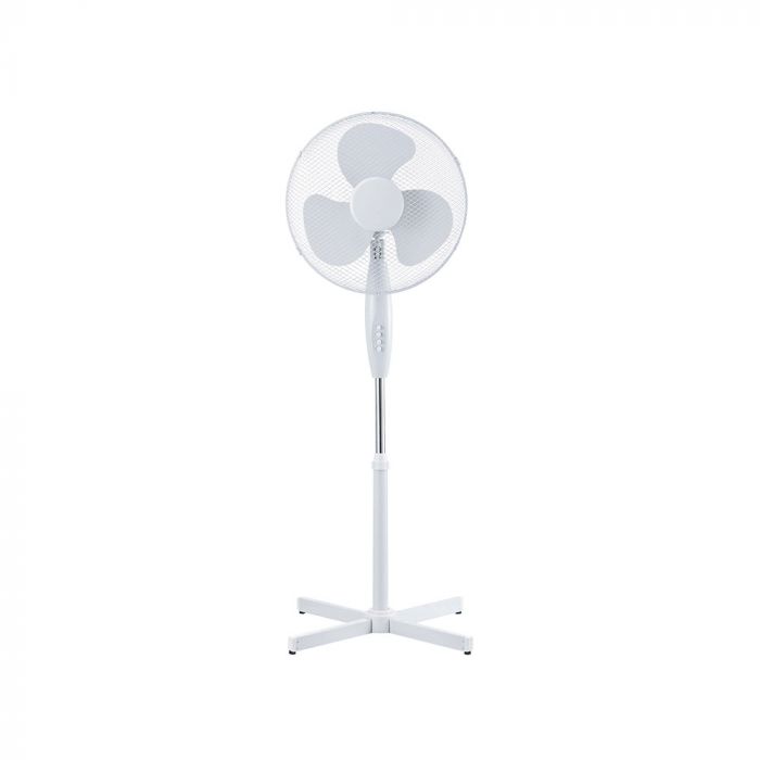 Ventilatore con Base a Croce 40W Altezza Regolabile (Max 120cm) 3 Pale a 3 Velocità Rotante Colore Bianco
