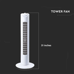Ventilatore a Torre 45W con 3 Velocità Rotante e Funzione Timer Colore Bianco (785mm)