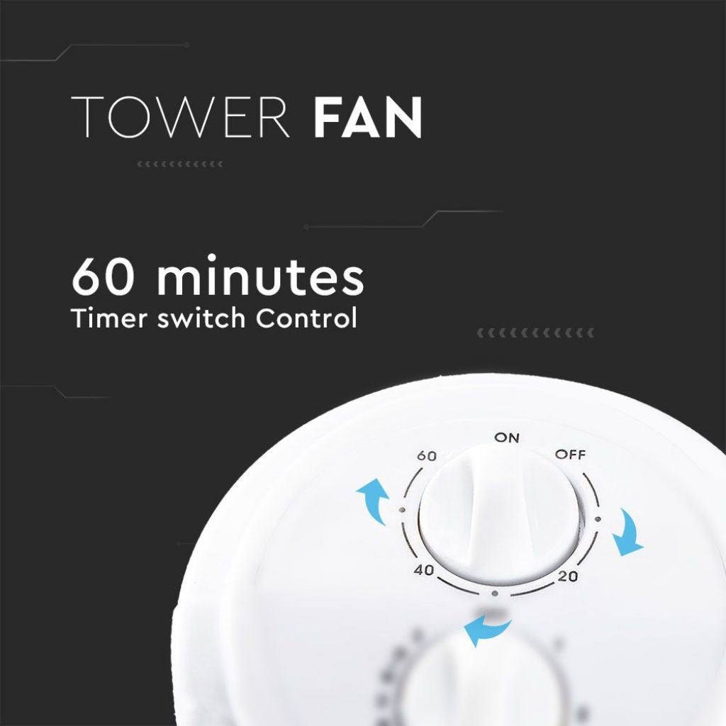 Ventilatore a Torre 45W con 3 Velocità Rotante e Funzione Timer Colore Bianco (785mm)