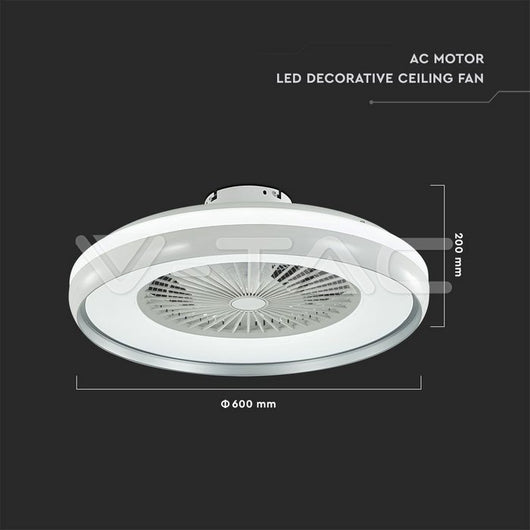 Ventilatore LED da Soffitto a Scatola con Motore a Corrente Alternata da 50W e Telecomando 3in1 Colore Grigio