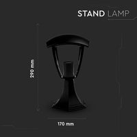 V-TAC VT-734 Lampada da Giardino a Lanterna in Alluminio a Fissaggio a Terra con Portalampada E27 (Max 60W) Colore Nero IP44 - SKU 7057