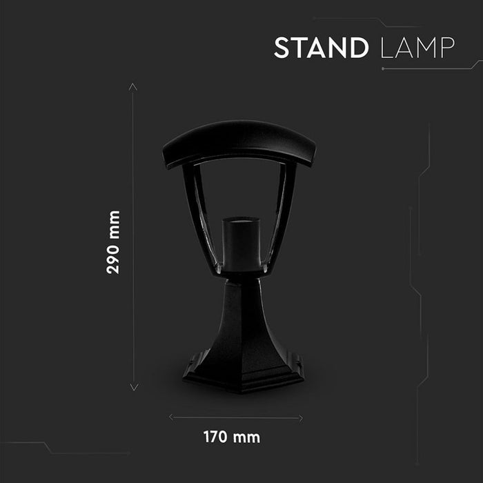 V-TAC VT-734 Lampada da Giardino a Lanterna in Alluminio a Fissaggio a Terra con Portalampada E27 (Max 60W) Colore Nero IP44 - SKU 7057