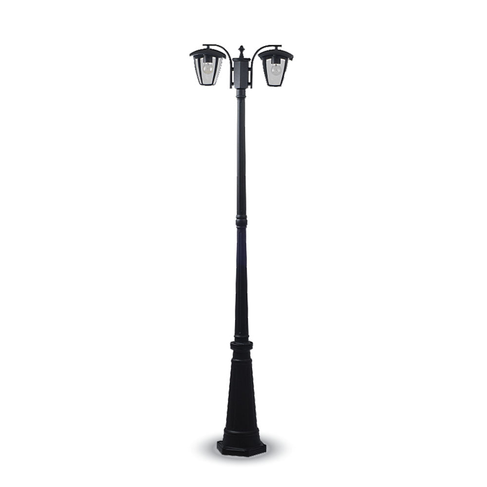 V-TAC VT-739 Lampione LED con Portalampada E27 (Max 2*60W) Colore Nero h: 199cm IP44 - SKU 7062