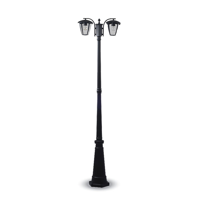 V-TAC VT-739 Lampione LED con Portalampada E27 (Max 2*60W) Colore Nero h: 199cm IP44 - SKU 7062