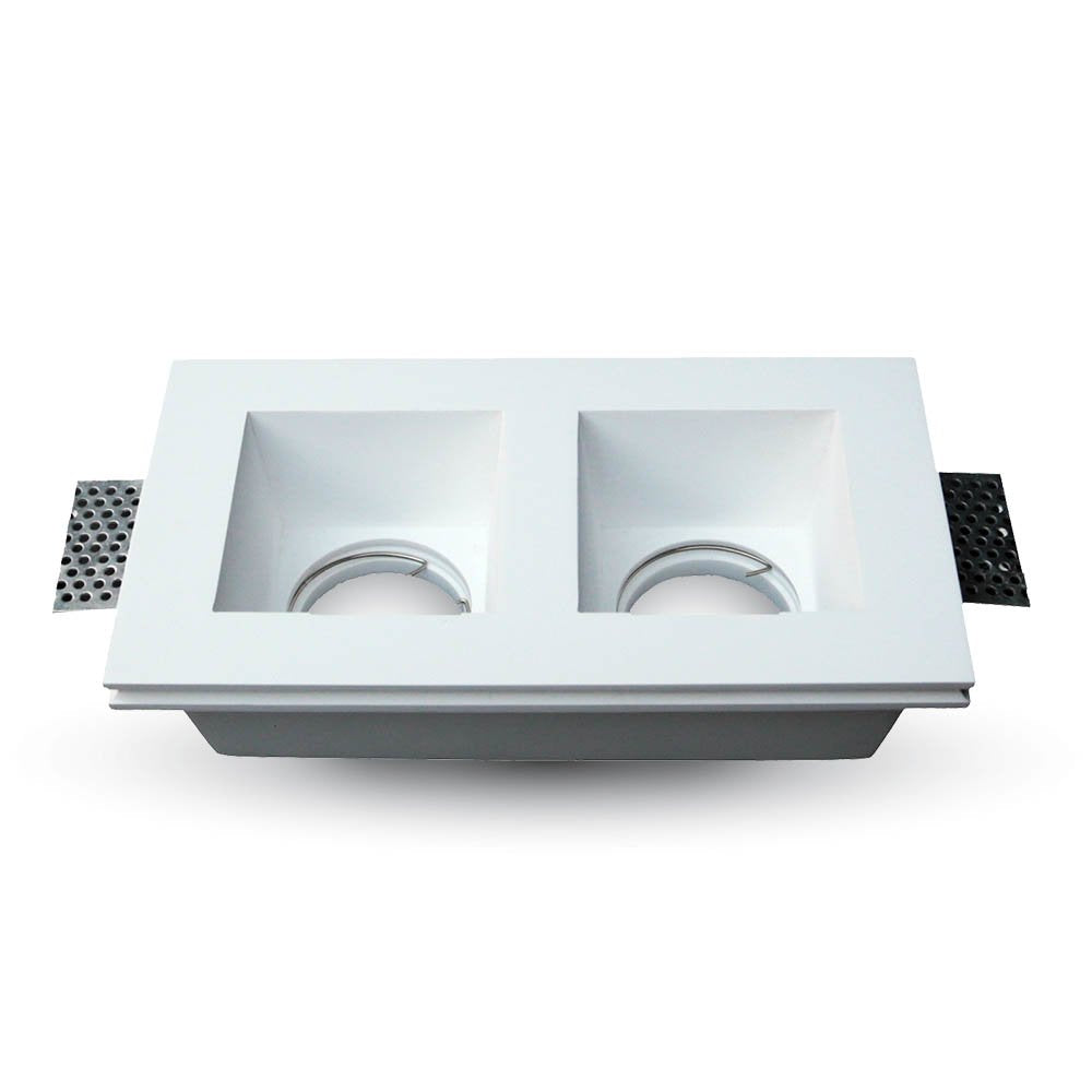 Portafaretto LED da Incasso Quadrato 2*GU10 e GU5.3 (MR16) Corpo in Gesso Bianco