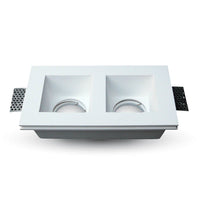 Portafaretto LED da Incasso Quadrato 2*GU10 e GU5.3 (MR16) Corpo in Gesso Bianco