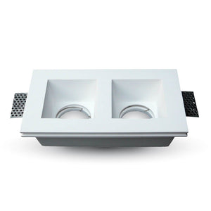 Portafaretto LED da Incasso Quadrato 2*GU10 e GU5.3 (MR16) Corpo in Gesso Bianco