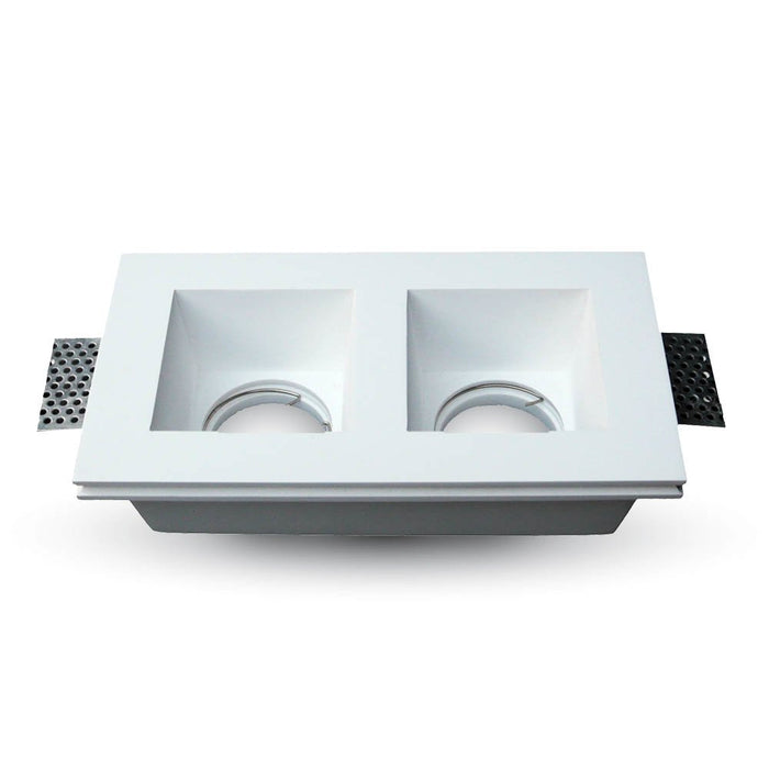 Portafaretto LED da Incasso Quadrato 2*GU10 e GU5.3 (MR16) Corpo in Gesso Bianco