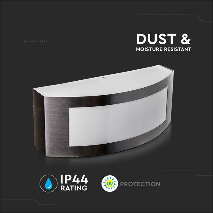 Applique Plafoniera da Muro Acciaio Arrotondata con Portalampada E27 (Max 15W) Colore Grigio IP44