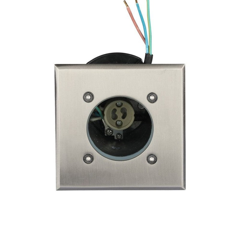 Segnapasso Portalampada da Interramento Calpestabile Quadrato GU10 Acciaio IP65