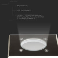 Segnapasso Portalampada da Interramento Calpestabile Quadrato GU10 Acciaio IP65