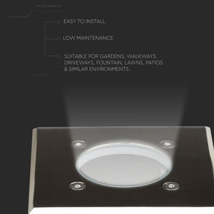 Segnapasso Portalampada da Interramento Calpestabile Quadrato GU10 Acciaio IP65