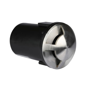 Portalampada da Interramento Calpestabile Rotondo MR16 (Max 20W) Colore Nero e Acciaio con 3 Fasci di Luce IP65