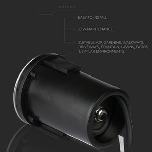 Portalampada da Interramento Calpestabile Rotondo MR16 (Max 20W) Colore Nero e Acciaio con 3 Fasci di Luce IP65