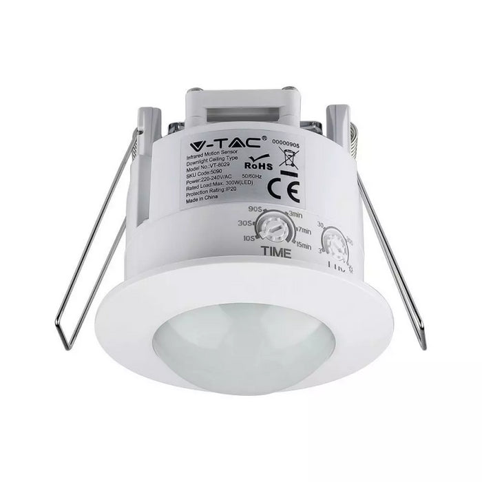 Sensore di Movimento a Infrarossi 360° Montaggio a Incasso Colore Bianco (Max 300W) IP20