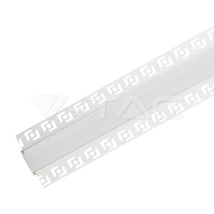 Profilo in Alluminio Colore Silver per Doppia Strip LED ad Incasso per Cartongesso (Max l: 20,7mm) Copertura Satinata 2000 x 61,5mm