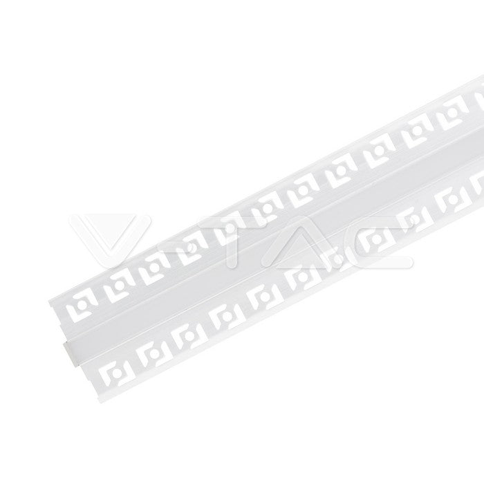 V-TAC VT-8102 Profilo in Alluminio Colore Silver per Strip LED ad Incasso per Cartongesso (Max l: 9,5mm) Copertura Satinata 2000 x 52,1mm - SKU 3360