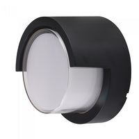 V-TAC VT-827 Lampada LED da Muro Rotonda 12W con Diffusore Semicoperto Colore Nero 4000K IP65 - SKU 8538
