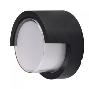 V-TAC VT-827 Lampada LED da Muro Rotonda 12W con Diffusore Semicoperto Colore Nero 4000K IP65 - SKU 8538