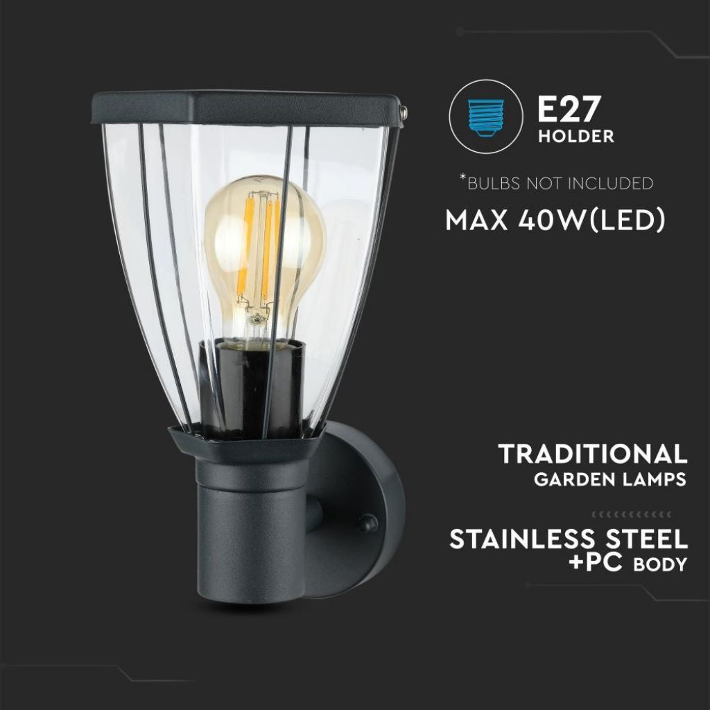 Lampada LED da Giardino con Portalampada E27 (max 40W) in Acciaio Inossidabile Colore Nero IP44