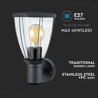 Lampada LED da Giardino con Portalampada E27 (max 40W) in Acciaio Inossidabile Colore Nero IP44