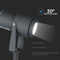 V-TAC VT-857 Faretto LED da Giardino 12W con Picchetto Colore Nero 4000K IP65 SKU 7545