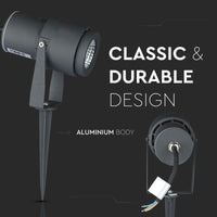 V-TAC VT-857 Faretto LED da Giardino 12W con Picchetto Colore Nero 4000K IP65 SKU 7545