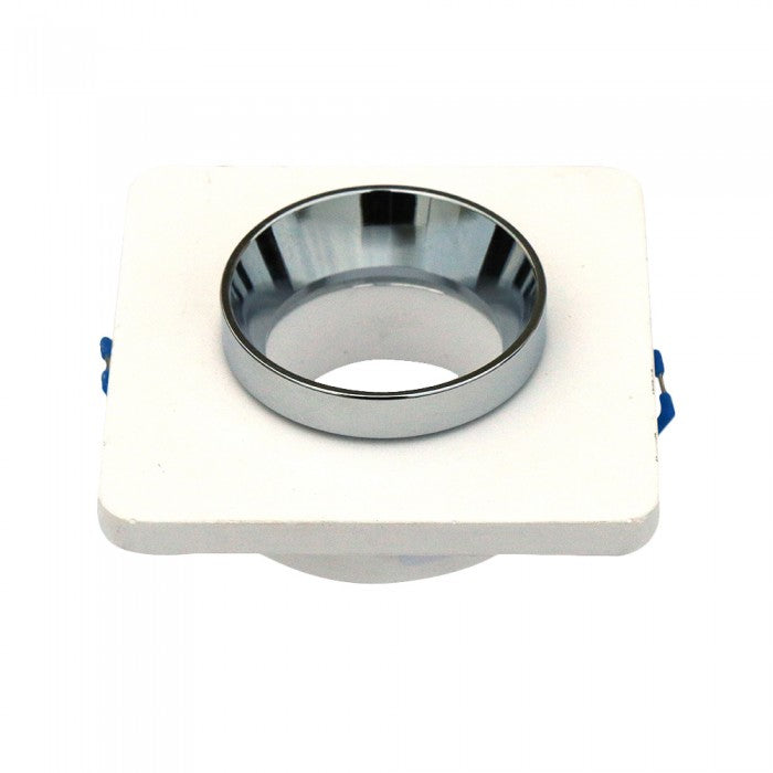 V-TAC VT-862-CHW Portafaretto LED da Incasso Quadrato GU10 e GU5.3 (MR16) Corpo in Gesso Bianco con e Metallo Cromato - SKU 3119