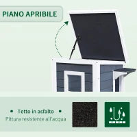 Cuccia per Gatti in Legno Impermeabile a 2 Piani, Casetta per Animali da Esterno con Tetto Apribile, 51x51x81.3cm