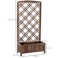 Fioriera da Esterno con Grigliato in Legno per Piante Rampicanti, 60x30x122.5 cm, Marrone