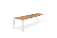 E-STYLO Tavolo allungabile con top rovere in melaminico e base in metallo bianco, 90cm X 156/ 316cm H. 76cm.