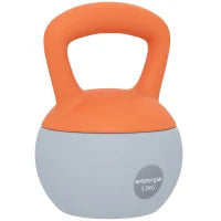Kettlebell 12 kg Riempita con Sabbia Metallica, Manico Antiscivolo 21x21x30 cm Arancione e Grigio