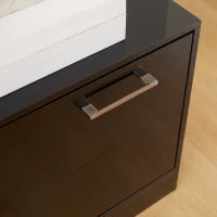 Set Appendi Abiti da Ingresso con Specchio e Scarpiera per 8 Paia di Scarpe, Nero Lucido