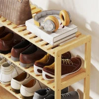 Scarpiera in Bambù a 3 Livelli per 9 Paia 70x26x57,5 cm Legno Naturale