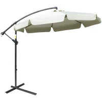 Ombrellone da Giardino a Braccio in Metallo e Poliestere con Apertura a Manovella, Ø2.7x2.7 m, Beige